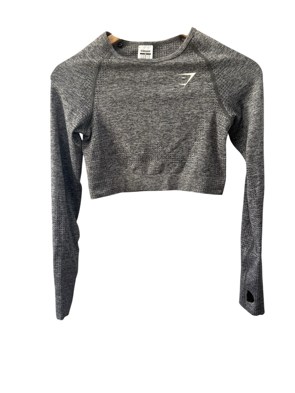 Gymshark Grey Seamless Vital Cropped Size Medium Long-Sleeve Workout Top‎